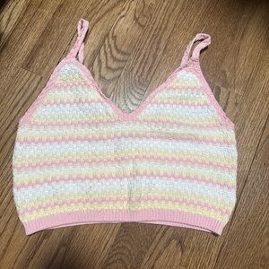 wild fable Pink White Striped Knit Cropped Tank